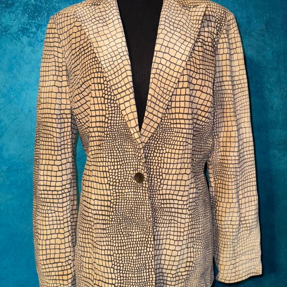 Y2K Cache genuine leather snakeskin print blazer jacket